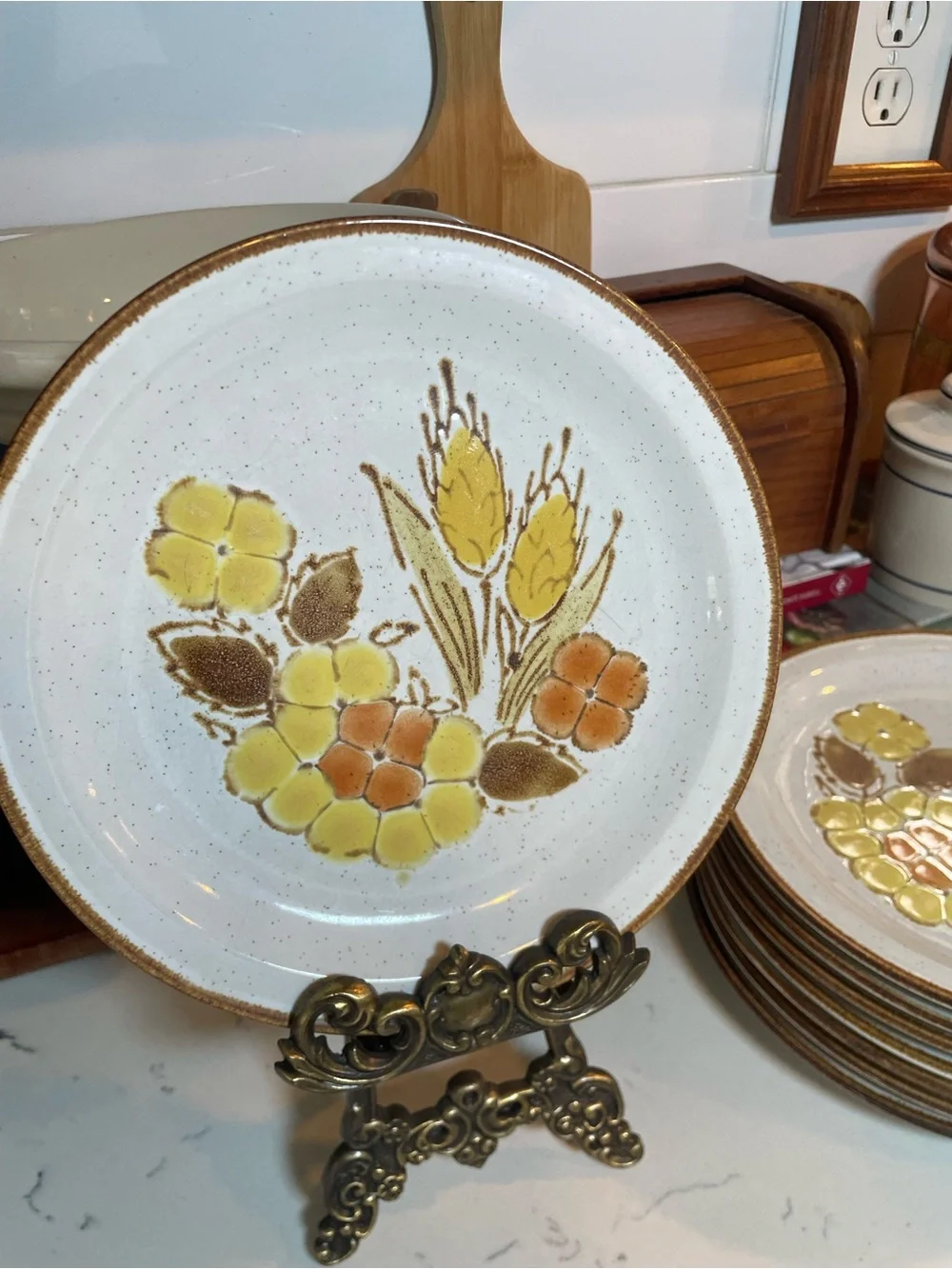 Vintage International Stoneybrook Rushwood Stoneware Salad Plates Set of 8